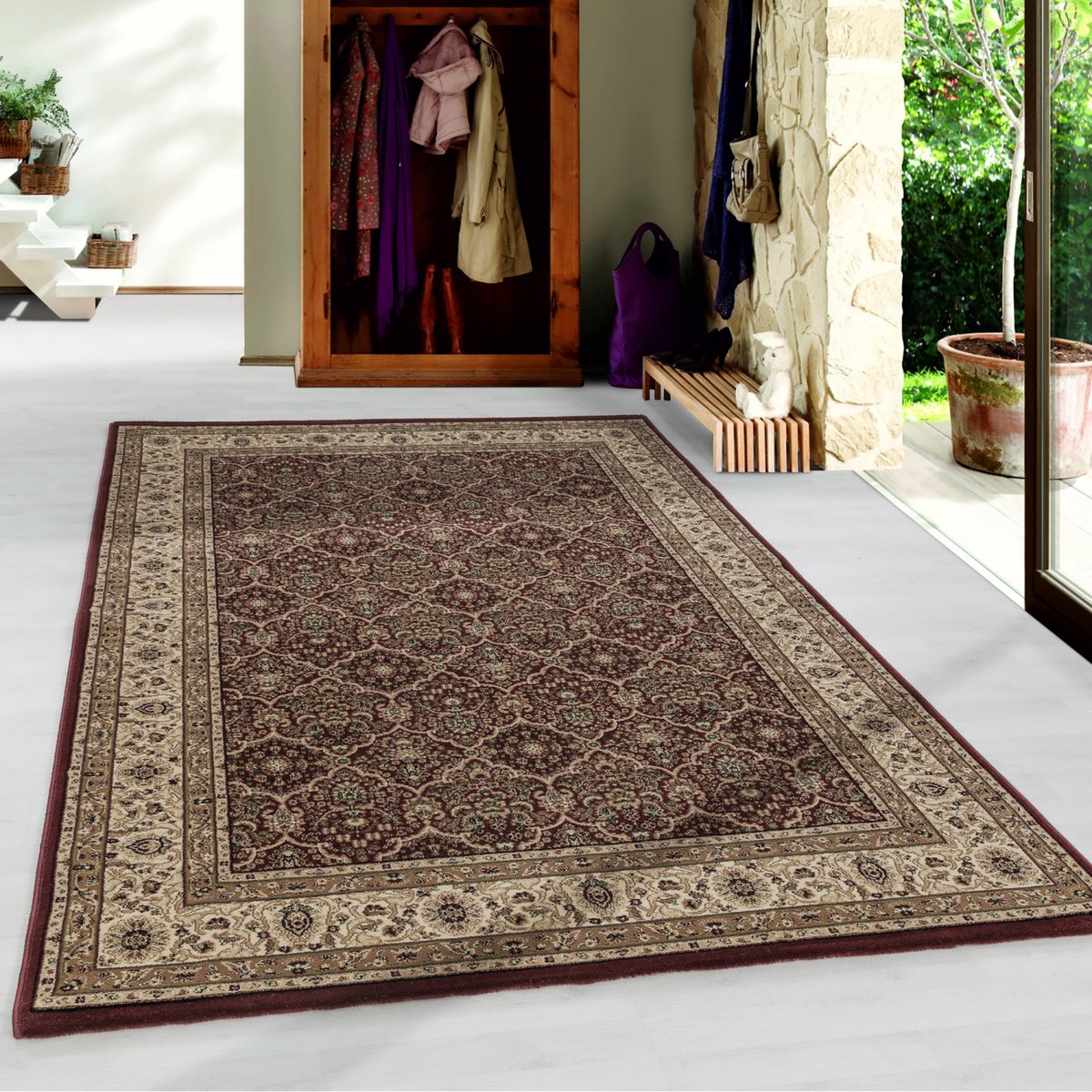 flycarpets Klassiek Rood Vloerkleed Bukhara - 160x230 cm - Oosters motief - Perzisch Tapijt Laagpolig - Woonkamer