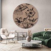 Muurcirkel Taupe Floral ³ - Plexiglas - ⌀60 - Meerdere Afmetingen & Prijzen
