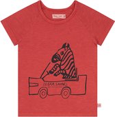 Smitten Organic - 'Safari Zebra Guide' Rood T-shirt met korte mouwen