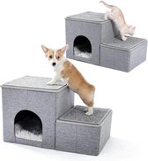 Huisdier Trap - Hondentrap - Opstapje voor Huisdieren - Voor Puppies en Kittens - Met Zacht Huisje - Met Opbergvak