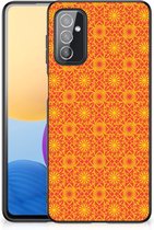 Smartphone Hoesje Geschikt voor Samsung Galaxy M52 Cover Case met Zwarte rand Batik Orange