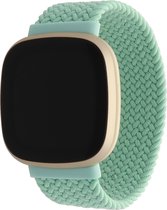 Bandje Voor Fitbit Versa 3 / Sense Nylon Gevlochten Solo Band - Pistache (Groen) - Maat: S - Horlogebandje, Armband