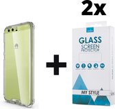 Crystal Backcase Transparant Shockproof Hoesje Huawei P10 Plus Transparant - 2x Gratis Screen Protector - Telefoonhoesje - Smartphonehoesje