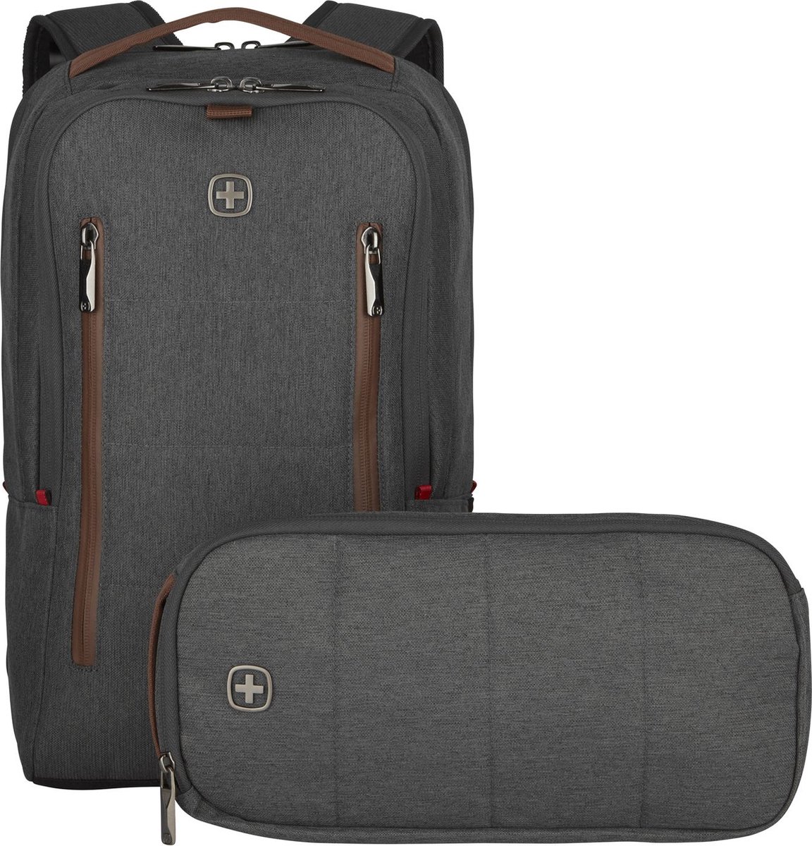 WENGER Laptop rugzak Rugzak met laptopvak City Upgrade Computer Backpack With Cross Day Bag 15L Grey Donkergrijs