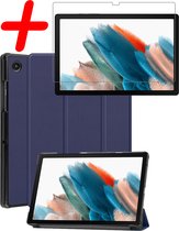 Samsung Galaxy Tab A8 Hoes Book Case Luxe Hoesje Met Screenprotector - Samsung Tab A8 Screen Protector - Samsung Tab A8 Hoesje Book Case Hoes - Donker Blauw