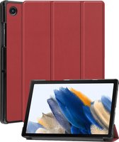 Hoes Geschikt voor Samsung Galaxy Tab A8 Hoes Book Case Hoesje Trifold Cover - Hoesje Geschikt voor Samsung Tab A8 Hoesje Bookcase - Donkerrood