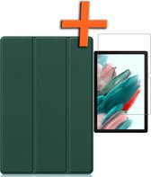 Samsung Tab A8 Hoes Donker Groen Book Case Cover Met Screenprotector - Samsung Tab A8 Book Case Donker Groen - Samsung Galaxy Tab A8 Hoesje Met Beschermglas