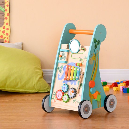 Teamson Kids Houten Loopstoeltje en Activiteitencentrum - Kinderspeelgoed - Peuter-Speelgoed - Safari Dieren van Teamson Kids — afbeelding 3