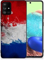 Mobiel TPU Hard Case Geschikt voor Samsung Galaxy A71 Telefoon Hoesje met Zwarte rand Nederlandse Vlag