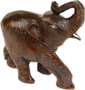Beeld hout - Olifant - Hout - Bruin - 12x10x4cm  - Fairtrade - Sarana