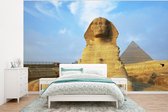 Behang - Fotobehang Sfinx voor piramides Giza Egypte - Breedte 350 cm x hoogte 260 cm