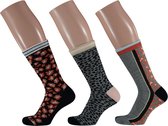 Dames sokken fashion assorti kleuren (2 x 3 paar)