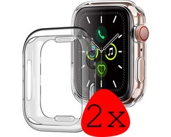 Hoes Geschikt voor Apple Watch SE 2022 44 mm Hoesje Siliconen Case - Hoesje Geschikt voor Apple Watch SE 2022 44 mm Hoes - Transparant - 2 Stuks