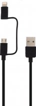 Mobilize 2in1 USB-A naar Apple Lightning / Micro USB Kabel MFI 1.5 Meter - Zwart