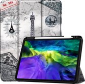 Apple iPad Pro 11 (2018) Hoes - Mobigear - Tri-Fold Pencilholder Serie - Kunstlederen Bookcase - Eiffel Tower - Hoes Geschikt Voor Apple iPad Pro 11 (2018)