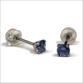 Aramat jewels ® - Ronde titanium oorbellen zirkonia donker blauw 4mm