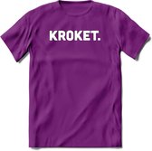 Kroket - Snack T-Shirt | Grappig Verjaardag Kleding Cadeau | Eten En Snoep Shirt | Dames - Heren - Unisex Tshirt | - Paars - XXL