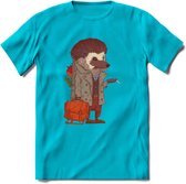 Casual egel T-Shirt Grappig | Dieren herfst Kleding Kado Heren / Dames | Animal Skateboard Cadeau shirt - Blauw - L