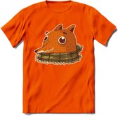 Casual vos T-Shirt Grappig | Dieren honden Kleding Kado Heren / Dames | Animal Skateboard Cadeau shirt - Oranje - 3XL