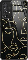 Vitre coque Samsung A52s - Visages abstraits | Samsung Galaxy A52 5G | Coque arrière rigide noire