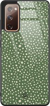 Samsung S20 FE hoesje glass - Green dots | Samsung Galaxy S20 case | Hardcase backcover zwart