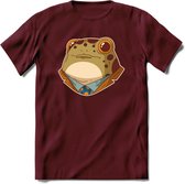 casual kikker T-Shirt Grappig | Dieren reptiel Kleding Kado Heren / Dames | Animal Skateboard Cadeau shirt - Burgundy - M