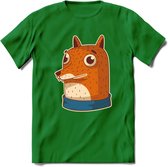 Casual vos T-Shirt Grappig | Dieren Kleding Kado Heren / Dames | Animal Skateboard Cadeau shirt - Donker Groen - XXL