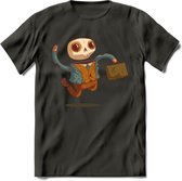 Casual skelet T-Shirt Grappig | Dieren halloween Kleding Kado Heren / Dames | Animal Skateboard Cadeau shirt - Donker Grijs - XXL