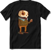 Casual skelet T-Shirt Grappig | Dieren halloween Kleding Kado Heren / Dames | Animal Skateboard Cadeau shirt - Zwart - 3XL