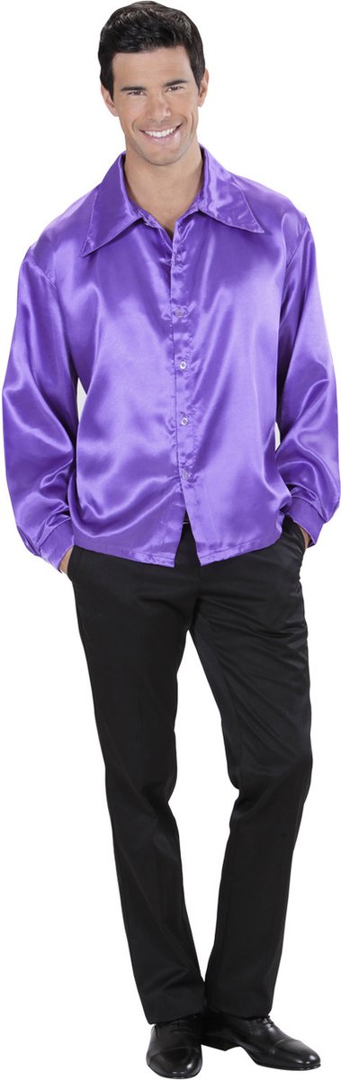 Satijnachtige paarse blouse voor mannen - Verkleedkleding | bol