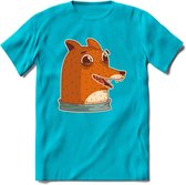 Lachende vos T-Shirt Grappig | Dieren honden Kleding Kado Heren / Dames | Animal Skateboard Cadeau shirt - Blauw - XL