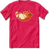 Schattige kat T-Shirt Grappig | Dieren katten Kleding Kado Heren / Dames | Animal Skateboard Cadeau shirt - Roze - XL