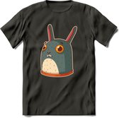 Konijn T-Shirt Grappig | Dieren konijnen Kleding Kado Heren / Dames | Animal Skateboard Cadeau shirt - Donker Grijs - L