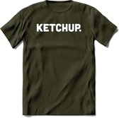 Ketchup - Snack T-Shirt | Grappig Verjaardag Kleding Cadeau | Eten En Snoep Shirt | Dames - Heren - Unisex Tshirt | - Leger Groen - M