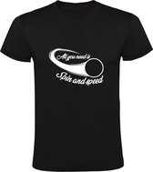 All you need is spin and speed | Heren T-shirt | Zwart | Alles wat je nodig hebt is spin en snelheid | Omwentelingssnelheid | Draaien | Snelheid | Sport | Balsport