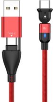 2-in-1 USB-A / USB-C naar USB-C Kabel 60W Power Delivery 1M Rood 110070