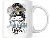 Verjaardag Mok January Girl | Verjaardag cadeau | Grappige Cadeaus | Koffiemok | Koffiebeker | Theemok | Theebeker