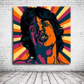 Pop Art Mick Jagger Poster in lijst - 90 x 90 cm en 2 cm dik - Fotopapier Mat 180 gr Framed - Popart Wanddecoratie inclusief lijst