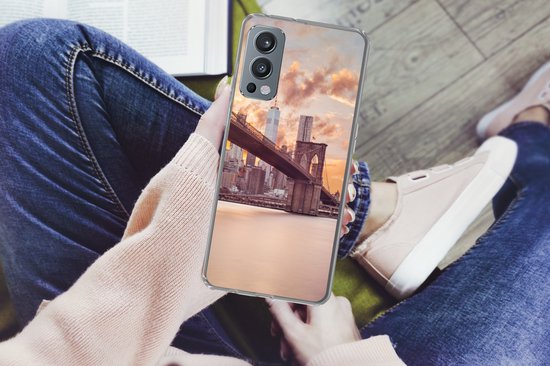 OnePlus Nord 2 5G - Pont de Brooklyn et horizon de New York au coucher du soleil - Coque de téléphone en Siliconen