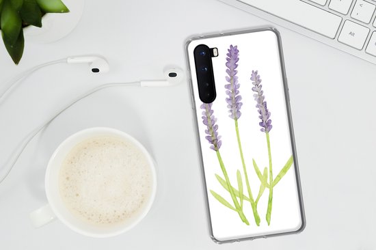 Telefoonhoesje Geschikt voor OnePlus Nord hoesje - Lavendel - Aquarel - Planten - Siliconen Telefoonhoesje Telefoonhoesje