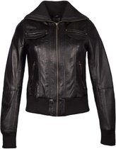 Leren bomber dames jas zwart bomberdina - M