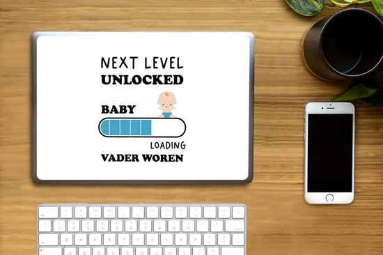 Autocollant pour ordinateur portable - 13,3 pouces - Proverbes - Niveau suivant débloqué : bébé. Loading devenir père - Citations - Papa