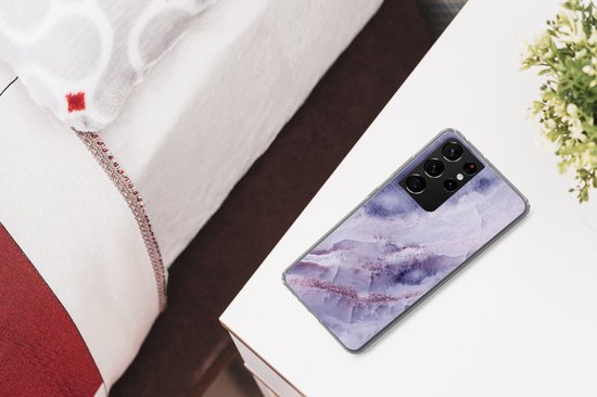 Coque Samsung Galaxy S21 Ultra - Natuursteen - Violet - Pierres précieuses et minéraux - Siliconen