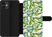 Bookcase Geschikt voor iPhone 12 Pro telefoonhoesje - Bladeren - Ananas - Patronen - Met vakjes - Wallet case met magneetsluiting