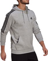 adidas - Essentials Fleece Cut 3-Stripes Hoodie - Grijze Hoodie-S