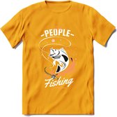 Cool People Do Fishing - Vissen T-Shirt | Oranje | Grappig Verjaardag Vis Hobby Cadeau Shirt | Dames - Heren - Unisex | Tshirt Hengelsport Kleding Kado - Geel - 3XL