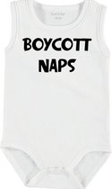 Baby Rompertje met tekst 'Boycott naps' | mouwloos l | wit zwart | maat 50/56 | cadeau | Kraamcadeau | Kraamkado