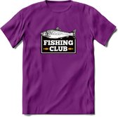 Fishing Club - Vissen T-Shirt | Grappig Verjaardag Vis Hobby Cadeau Shirt | Dames - Heren - Unisex | Tshirt Hengelsport Kleding Kado - Paars - S