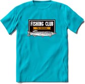 Fishing Club - Vissen T-Shirt | Grappig Verjaardag Vis Hobby Cadeau Shirt | Dames - Heren - Unisex | Tshirt Hengelsport Kleding Kado - Blauw - S