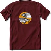 Fishing - Vissen T-Shirt | Grappig Verjaardag Vis Hobby Cadeau Shirt | Dames - Heren - Unisex | Tshirt Hengelsport Kleding Kado - Burgundy - S